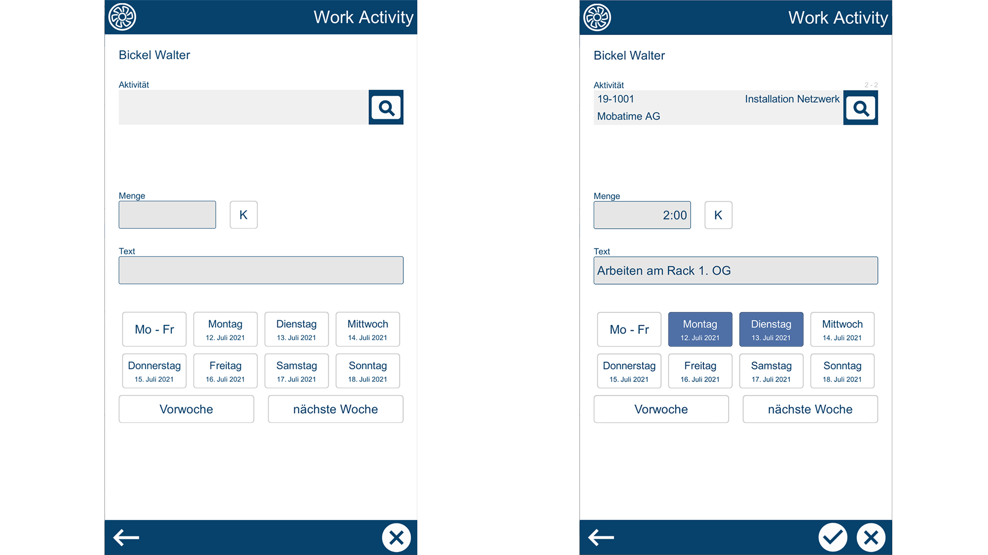 Saisie des temps de projet Mobatime-Actvity1